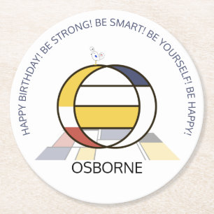 Neoplasticisme Art Cool Monogram. Brief O Ronde Kartonnen Onderzetter