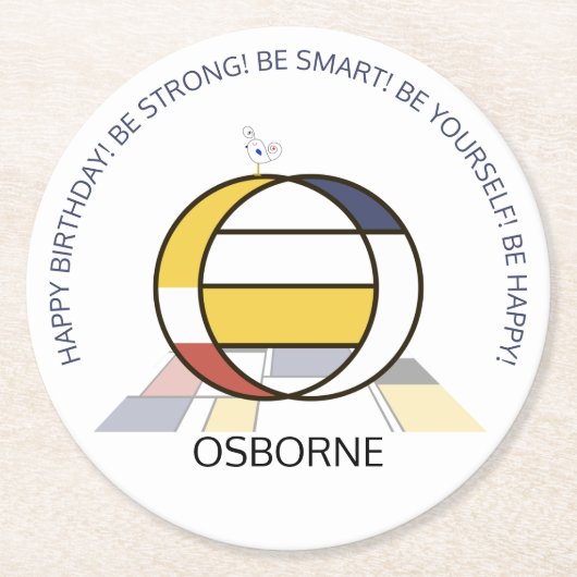 Neoplasticisme Art Cool Monogram. Brief O Ronde Kartonnen Onderzetter (Voorkant)