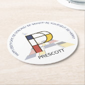 Neoplasticisme Art Cool Monogram. Brief P Ronde Kartonnen Onderzetter (Gebogen)