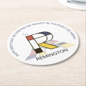 Neoplasticisme Art Cool Monogram. Brief R Ronde Kartonnen Onderzetter (Gebogen)