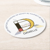 Neoplasticisme Art Cool Monogram. Letter D Ronde Kartonnen Onderzetter (Gebogen)