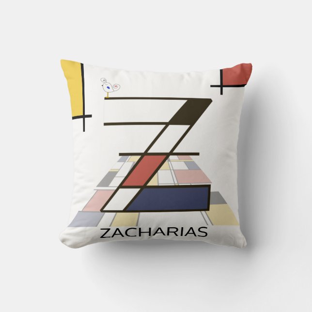 Neoplasticisme Art Cool Monogram. Letter Z Kussen (Voorkant)