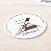 Neoplasticisme Art Cool Monogram. Letter Z Ronde Kartonnen Onderzetter (Gebogen)