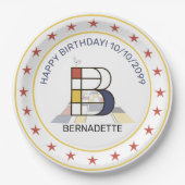 Neoplasticisme Art Elegant Monogram. Brief B Papieren Bordje (Voorkant)