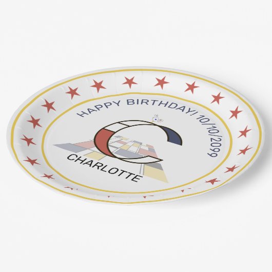 Neoplasticisme Art Elegant Monogram. Brief C Papieren Bordje (Gekanteld)