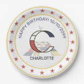 Neoplasticisme Art Elegant Monogram. Brief C Papieren Bordje (Voorkant)