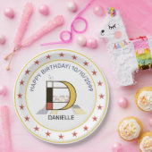 Neoplasticisme Art Elegant Monogram. Brief D Papieren Bordje (Feest)