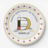 Neoplasticisme Art Elegant Monogram. Brief D Papieren Bordje (Voorkant)