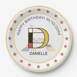 Neoplasticisme Art Elegant Monogram. Brief D Papieren Bordje