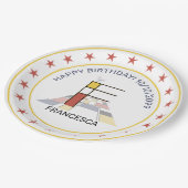 Neoplasticisme Art Elegant Monogram. Brief F Papieren Bordje (Gekanteld)