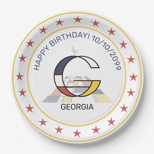 Neoplasticisme Art Elegant Monogram. Brief G Papieren Bordje (Voorkant)