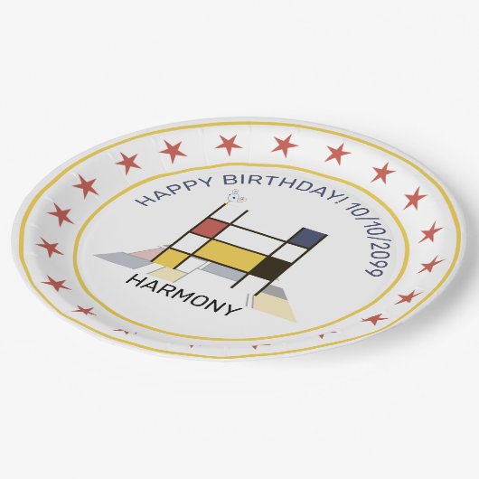 Neoplasticisme Art Elegant Monogram. Brief H Papieren Bordje (Gekanteld)