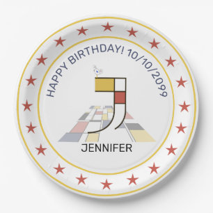 Neoplasticisme Art Elegant Monogram. Brief J Papieren Bordje