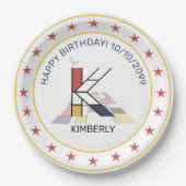 Neoplasticisme Art Elegant Monogram. Brief K Papieren Bordje (Voorkant)