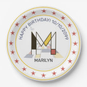 Neoplasticisme Art Elegant Monogram. Brief M Papieren Bordje (Voorkant)