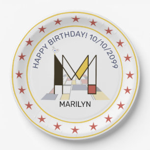 Neoplasticisme Art Elegant Monogram. Brief M Papieren Bordje