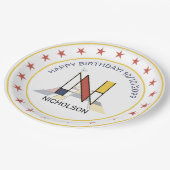 Neoplasticisme Art Elegant Monogram. Brief N Papieren Bordje (Gekanteld)