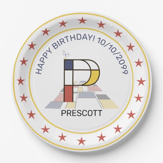 Neoplasticisme Art Elegant Monogram. Brief P Papieren Bordje (Voorkant)