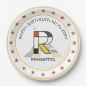 Neoplasticisme Art Elegant Monogram. Brief R Papieren Bordje (Voorkant)