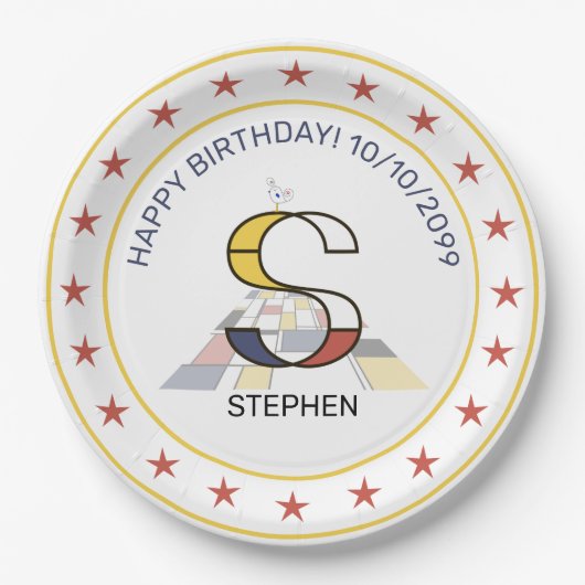 Neoplasticisme Art Elegant Monogram. Brief S Papieren Bordje (Voorkant)