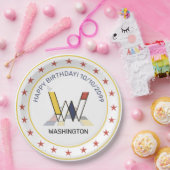 Neoplasticisme Art Elegant Monogram. Brief W Papieren Bordje (Feest)