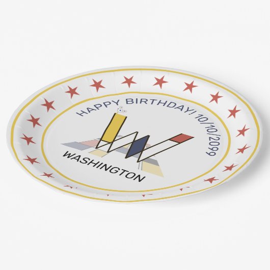 Neoplasticisme Art Elegant Monogram. Brief W Papieren Bordje (Gekanteld)