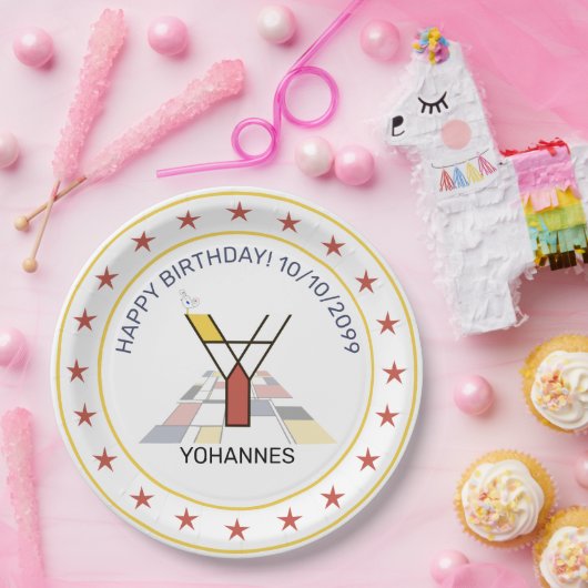 Neoplasticisme Art Elegant Monogram. Brief Y Papieren Bordje (Feest)