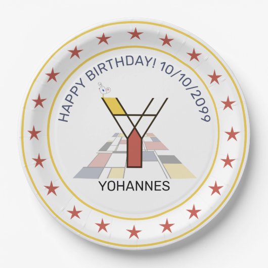 Neoplasticisme Art Elegant Monogram. Brief Y Papieren Bordje (Voorkant)