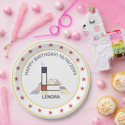 Neoplasticisme Art Elegant Monogram. Letter L Papieren Bordje (Feest)