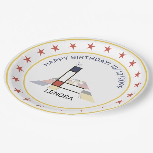 Neoplasticisme Art Elegant Monogram. Letter L Papieren Bordje (Gekanteld)