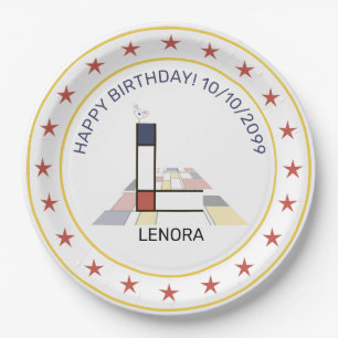 Neoplasticisme Art Elegant Monogram. Letter L Papieren Bordje