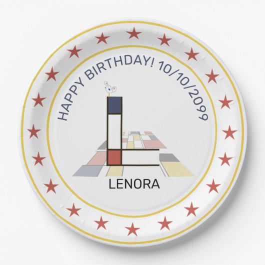 Neoplasticisme Art Elegant Monogram. Letter L Papieren Bordje (Voorkant)