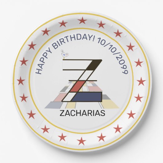 Neoplasticisme Art Elegant Monogram. Letter Z Papieren Bordje (Voorkant)