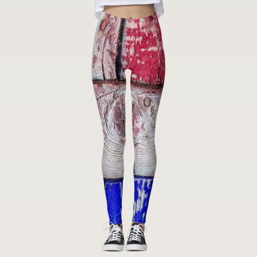 Neoplasticisme houten kunst grappig uniek leggings (Voorkant)