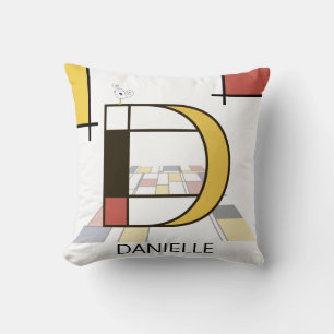 Neoplasticisme Kunst Koel Monogram. Letter D Kussen