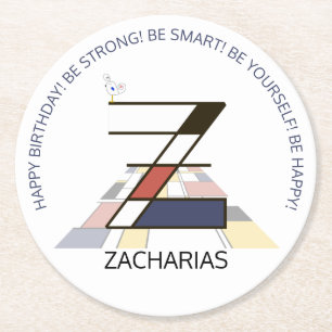 Neoplasticisme Kunst Koel Monogram. Letter Z Ronde Kartonnen Onderzetter