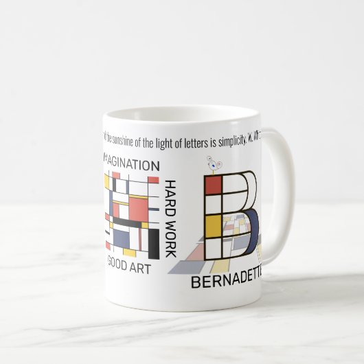 Neoplasticisme Kunst Stijlvol monogram. Brief B Koffiemok (Voorkant rechts)