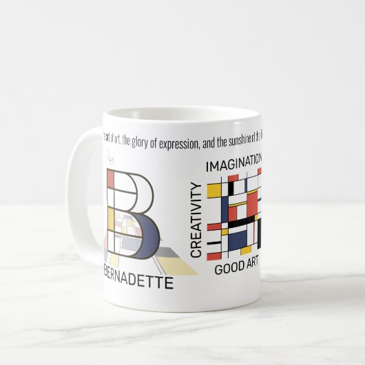 Neoplasticisme Kunst Stijlvol monogram. Brief B Koffiemok (Voorkant links)