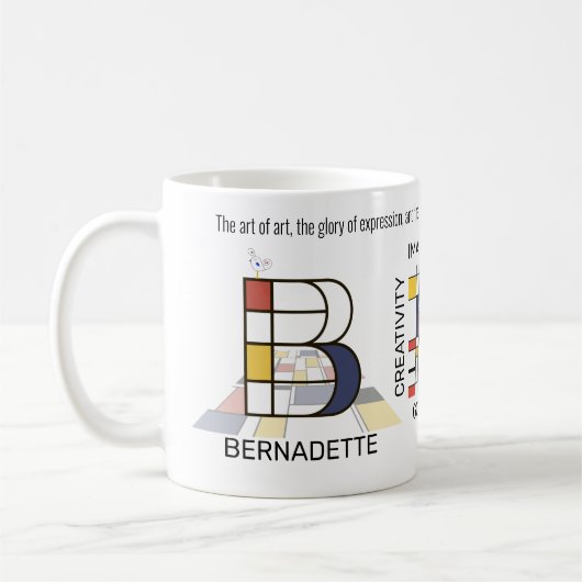 Neoplasticisme Kunst Stijlvol monogram. Brief B Koffiemok (Links)