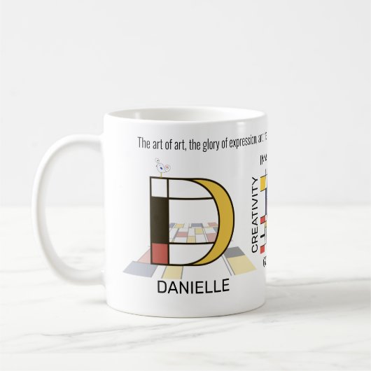 Neoplasticisme Kunst Stijlvol monogram. Brief D Koffiemok (Links)