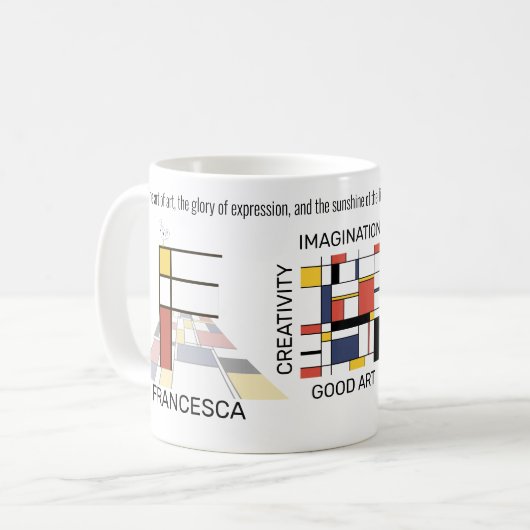 Neoplasticisme Kunst Stijlvol monogram. Brief F Koffiemok (Voorkant links)