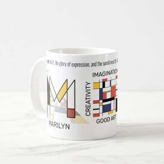 Neoplasticisme Kunst Stijlvol monogram. Brief M Koffiemok (Voorkant links)