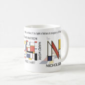 Neoplasticisme Kunst Stijlvol monogram. Brief N Koffiemok (Voorkant rechts)