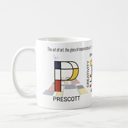 Neoplasticisme Kunst Stijlvol monogram. Brief P Koffiemok (Links)