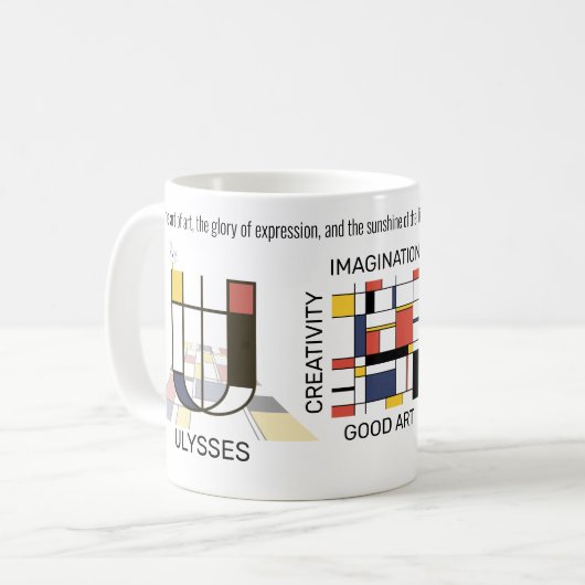 Neoplasticisme Kunst Stijlvol monogram. Brief U Koffiemok (Voorkant links)