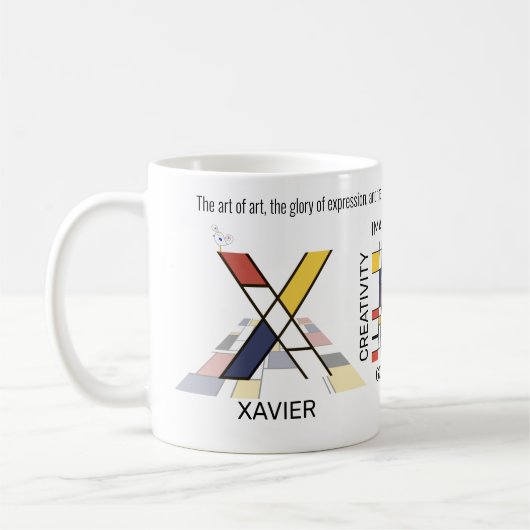 Neoplasticisme Kunst Stijlvol monogram. Brief X Koffiemok (Links)