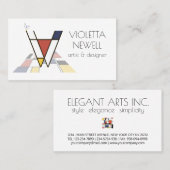 Neoplasticisme stijl art monogram. Letter V Visitekaartje (Voorkant / Achterkant)