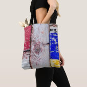 Neoplasticisme stijl houten kunst grappig uniek tote bag (Dichtbij)