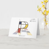 Neoplasticisme stijl monogram. Letter P Kaart (Gele Bloem)
