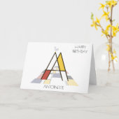 Neoplasticisme Style Monogram. Brief A Kaart (Gele Bloem)